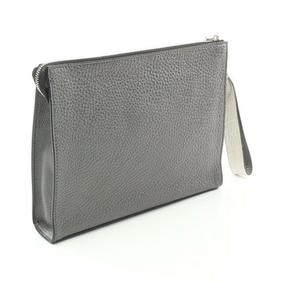 Fendi Handbags - Fendi Eye Clutch Flat Leather Bugs White Gray Bag